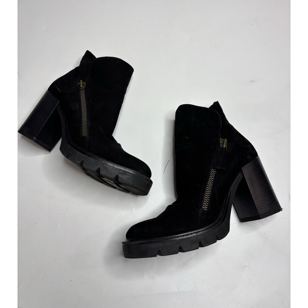 Bueno Elliott Women 40 US 9 Chunky Heel Boot Suede Sexy Zipper Going Out $225